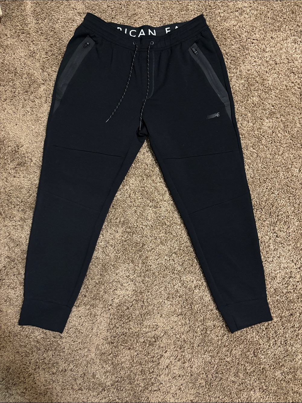 American Eagle Joggers Sweatpants Men’s L Black Zippered Pockets